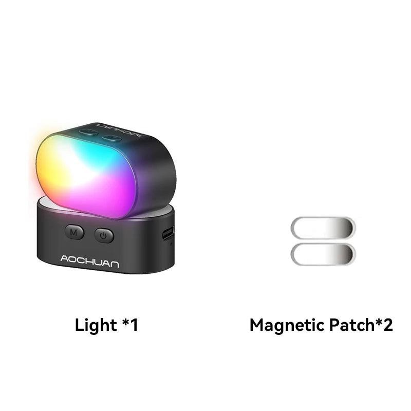 AOCHUAN RGB Magnetic Fill Light &ndash; Adjustable Brightness and Color Options Black