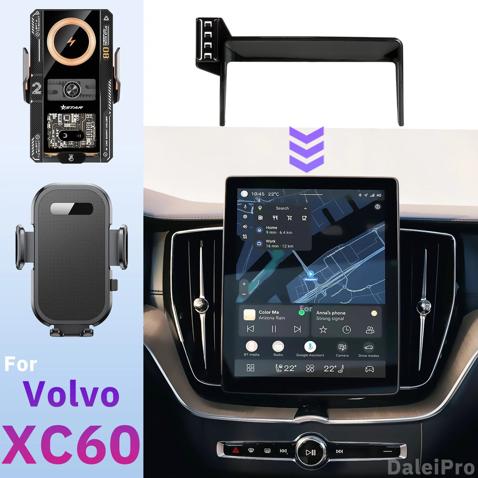 Volvo XC60 XC90 S90 Skärm Telefonhållare Trådlös Laddare 15W