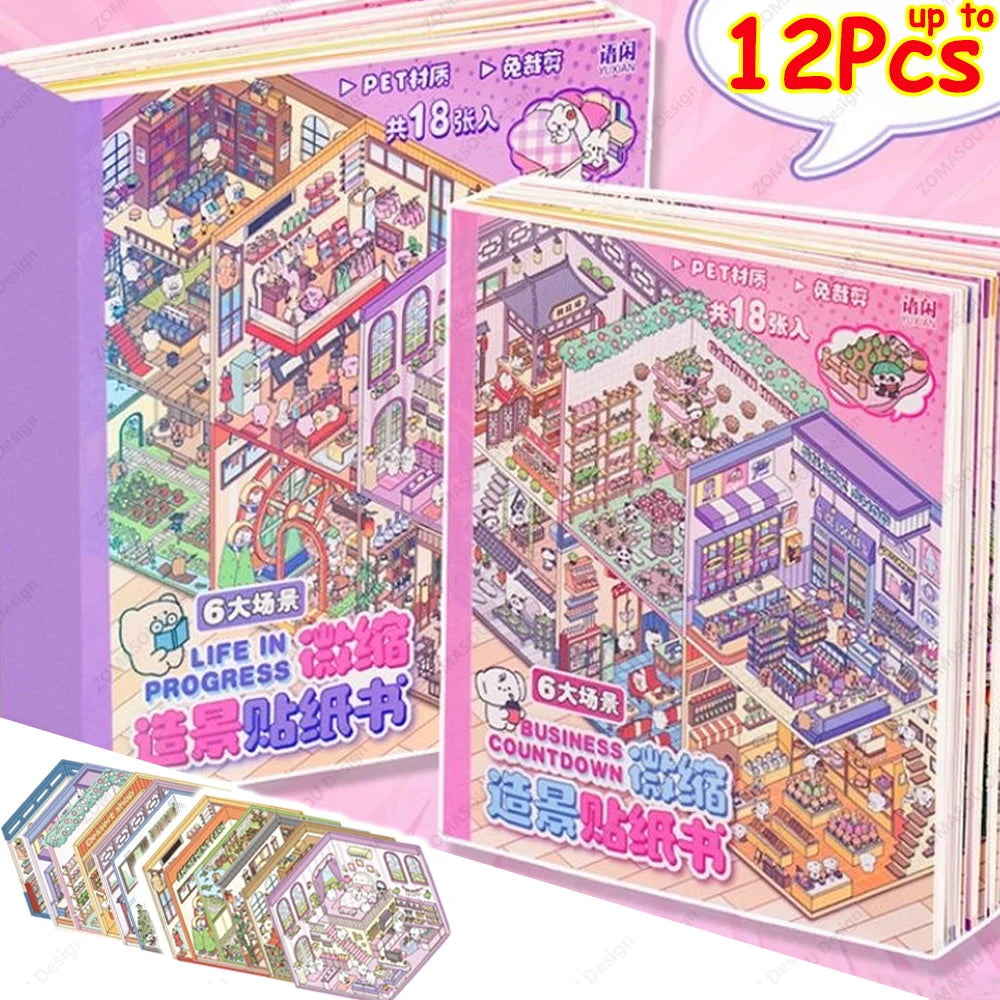 3D Cartoon Landscape Sticker Book - DIY Creative Scenes for Kids