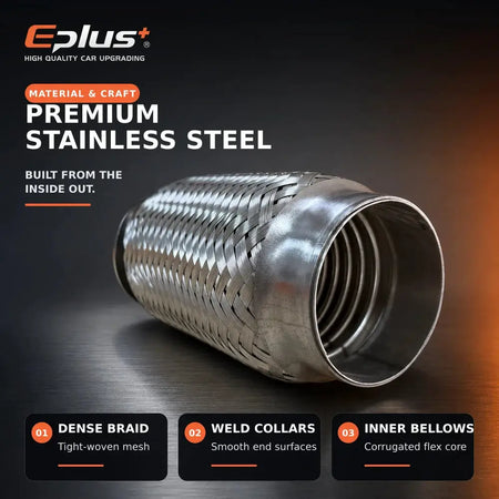 Universal Automotive Woven Mesh Exhaust Hose Stainless Steel Braided Flexible Connection for Car Exhaust System Replacement by InterCyprus Trading Ltd