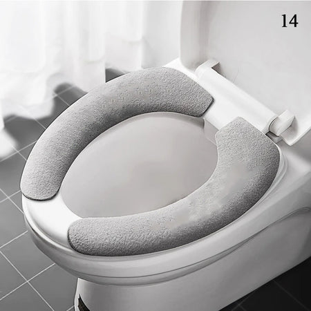 2Pc Set Reusable Toilet Seat Cover &ndash; Warm Flannel Pad grey