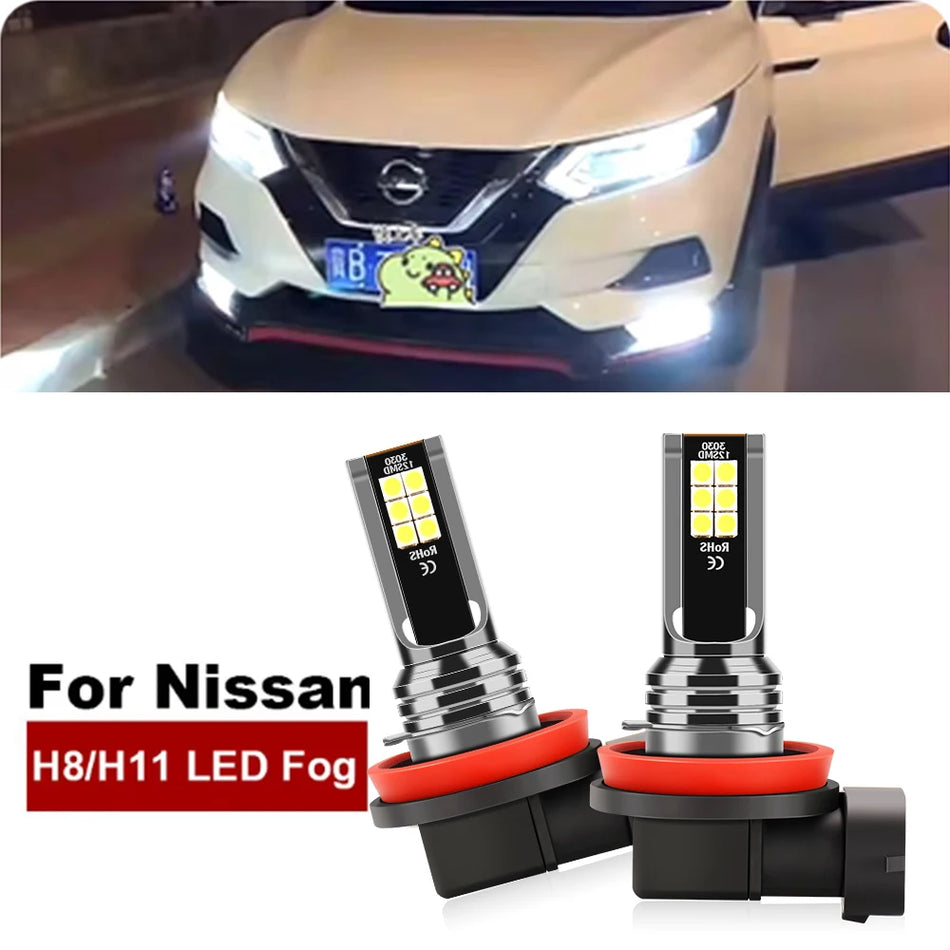 Lâmpadas LED para Luz de Nevoeiro Nissan Qashqai J10/J11 6000K 12V H8/H11 JP para X-Trail T30/T31/T32