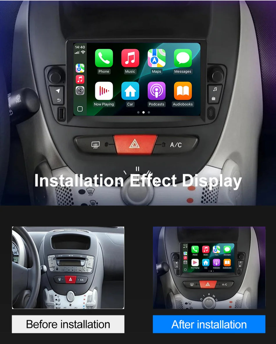 Stereo auto cu ecran tactil de 7 inci, navigație GPS, DSP cu Bluetooth pentru Peugeot C1, Aygo, Citroen