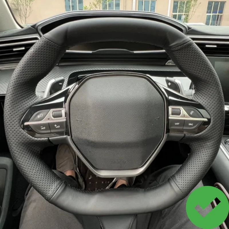 Met de hand gestikte leren stuurwielhoes voor Peugeot 5008 208 508