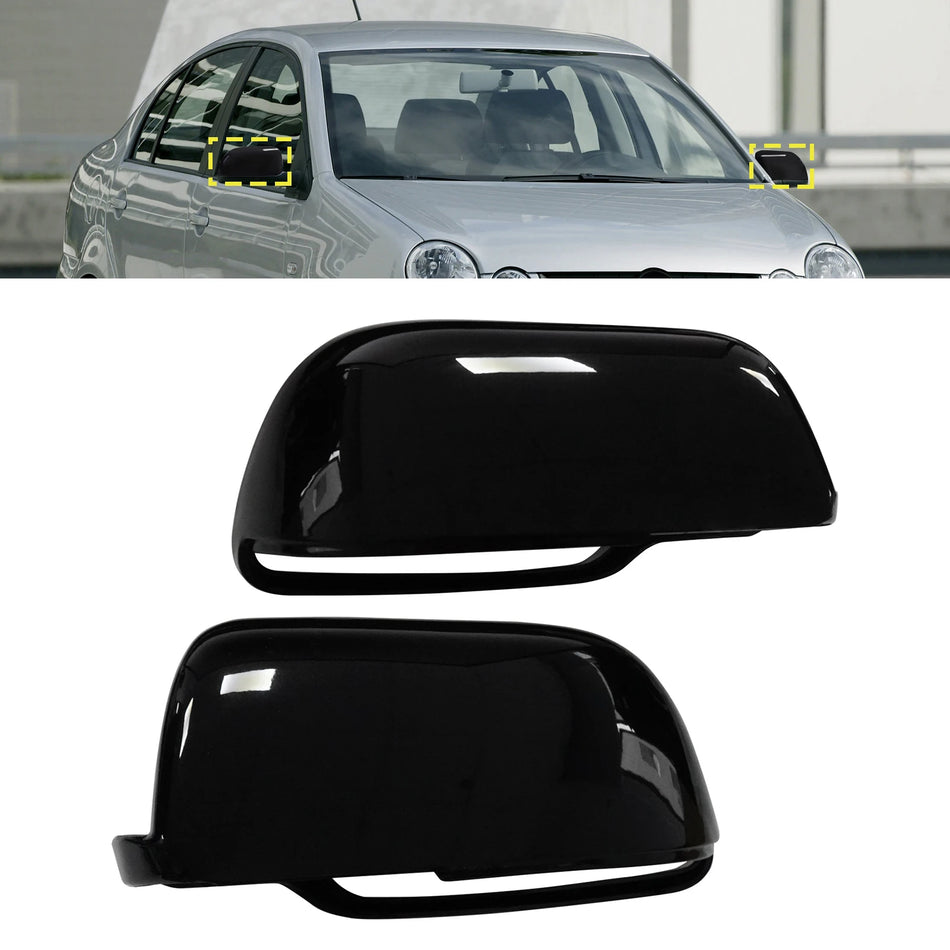 VW Polo 9N 2002-2005 Gloss Black Wing Door Mirror Cover Caps Left and Right