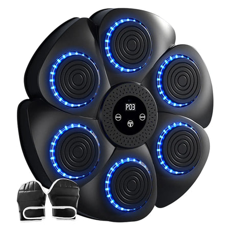 Music Boxing Machine Boxing Reaction Wall Target &ndash; RGB Light Black with gloves