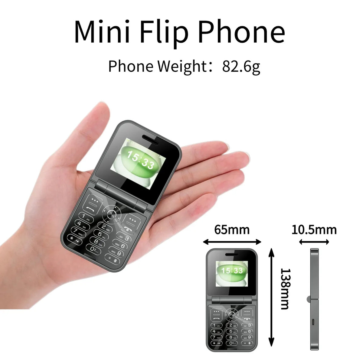 Cute Mini Flip Clamshell Phone - Dual SIM Quick Call Torch