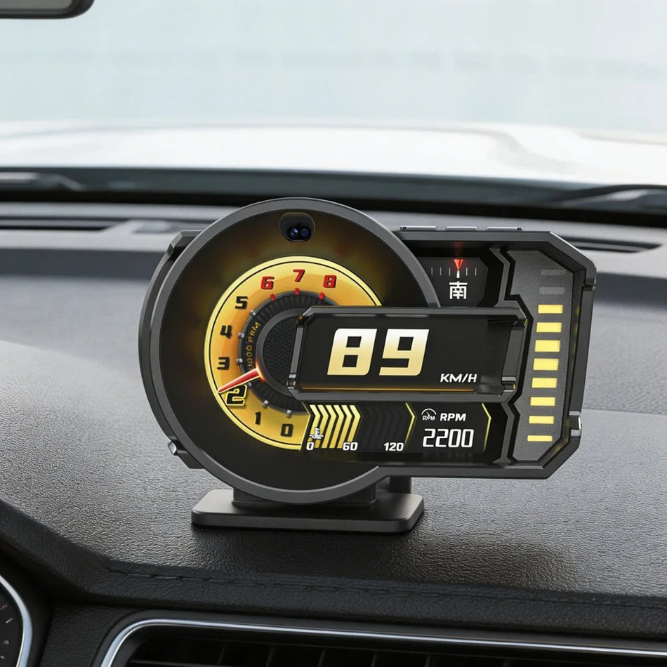 OBD2 GPS priekšējā displeja ar digitālo ātruma mērītāju, tahometru, ūdens un eļļas temperatūru