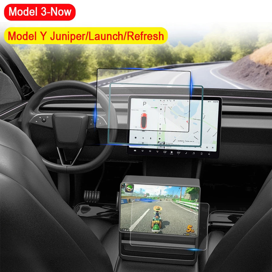 Zaščita zaslona iz kaljenega stekla za navigacijski zaslon Tesla Model Y z namestitvenim okvirjem in avtomatskim poravnavnim kompletom