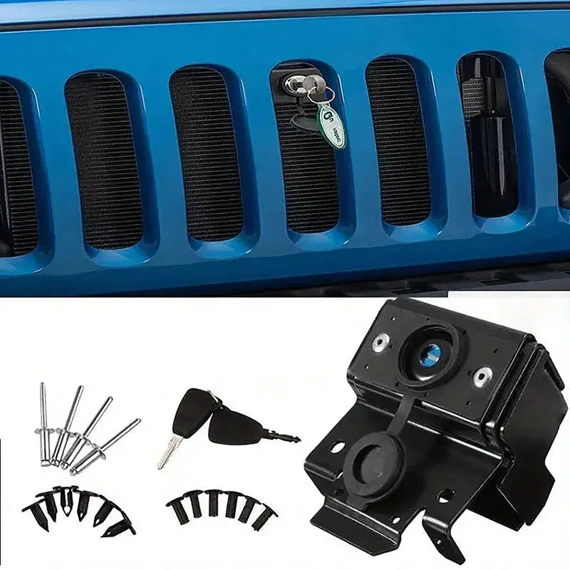 Hood Lock Latch Antitheft Kit with Keys for Jeep Wrangler JK 2007-2018 by InterCyprus Trading Ltd