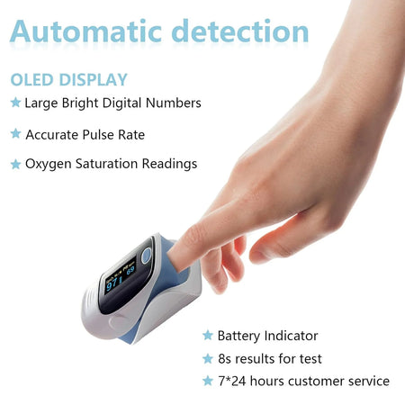 JUSTLANG Rechargeable Finger Pulse Oximeter - TFT Display