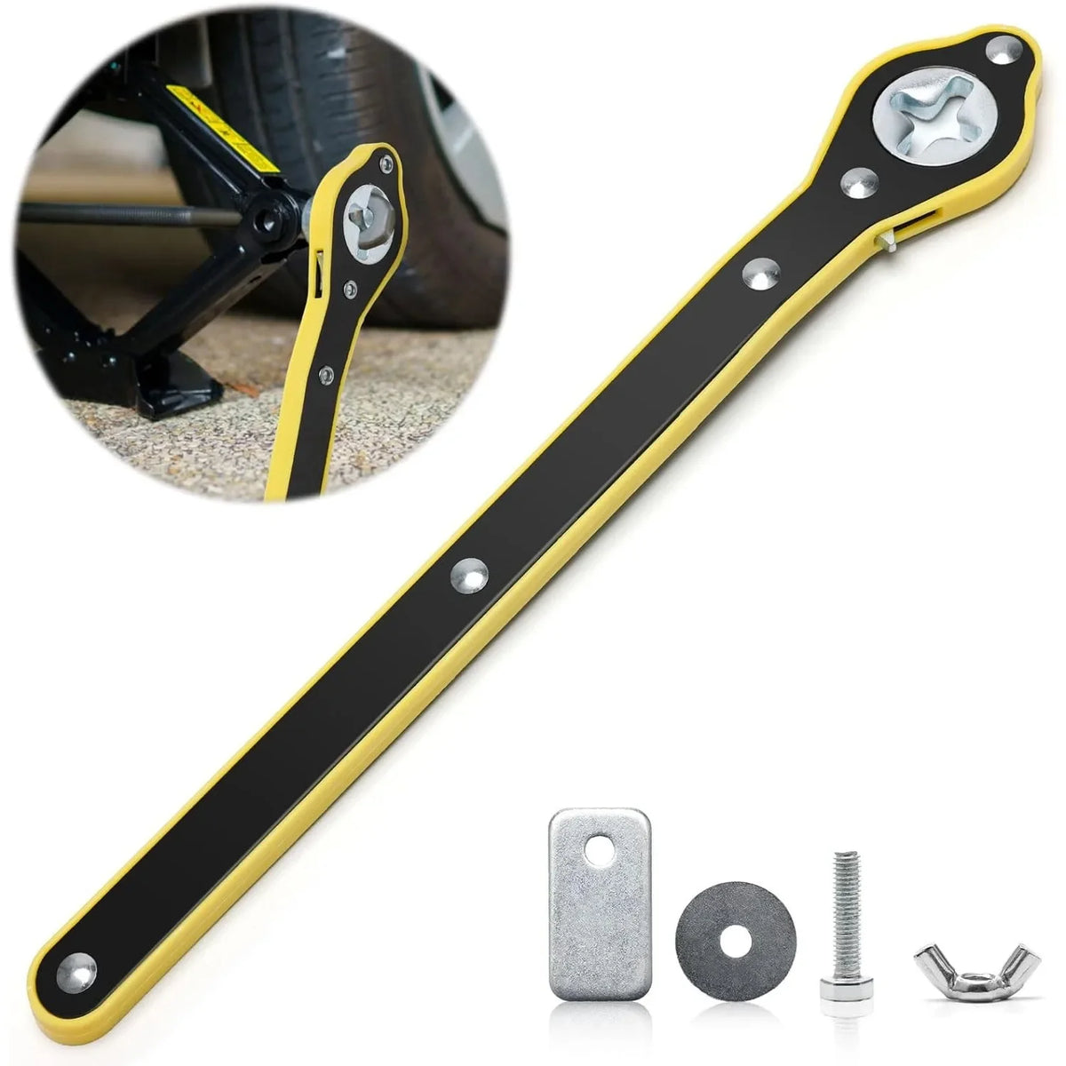 Labor-Saving Car Jack Ratchet Wrench Tool - Easy &amp; Efficient Lifting black
