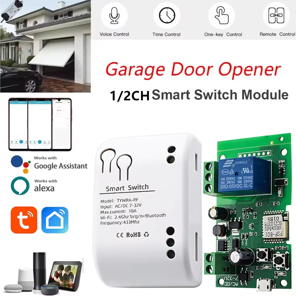 Tuya WIFI Smart Garage Door Switch - Remote Control, Alexa Compatible