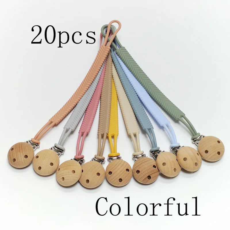 Baby Silicone Teether Chain &ndash; Anti-Drop Design for Pacifiers Colorful 20pcs