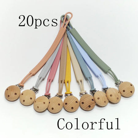 Baby Silicone Teether Chain &ndash; Anti-Drop Design for Pacifiers Colorful 20pcs