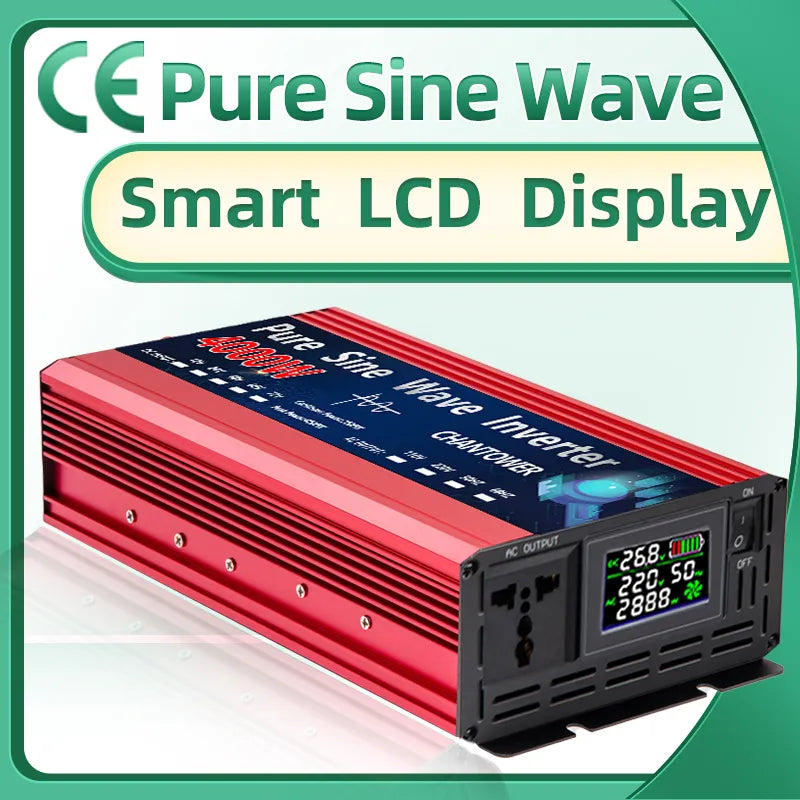 🟠 Pure Sene -Wave Inverter 12V 220V 24V 110V 2000W 3000W 4000W 5000W DC σε AC Φορητό μετατροπέα τάσης μετατροπέα μετατροπέα αυτοκινήτου μετατροπέας αυτοκινήτου