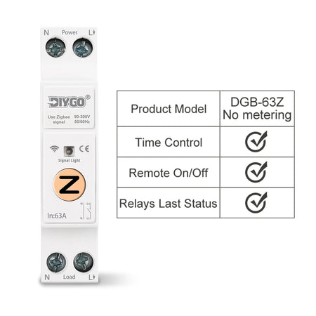 DGB-63Z Zigbee WiFi Smart Switch 63A with Remote Control &amp; Power Metering