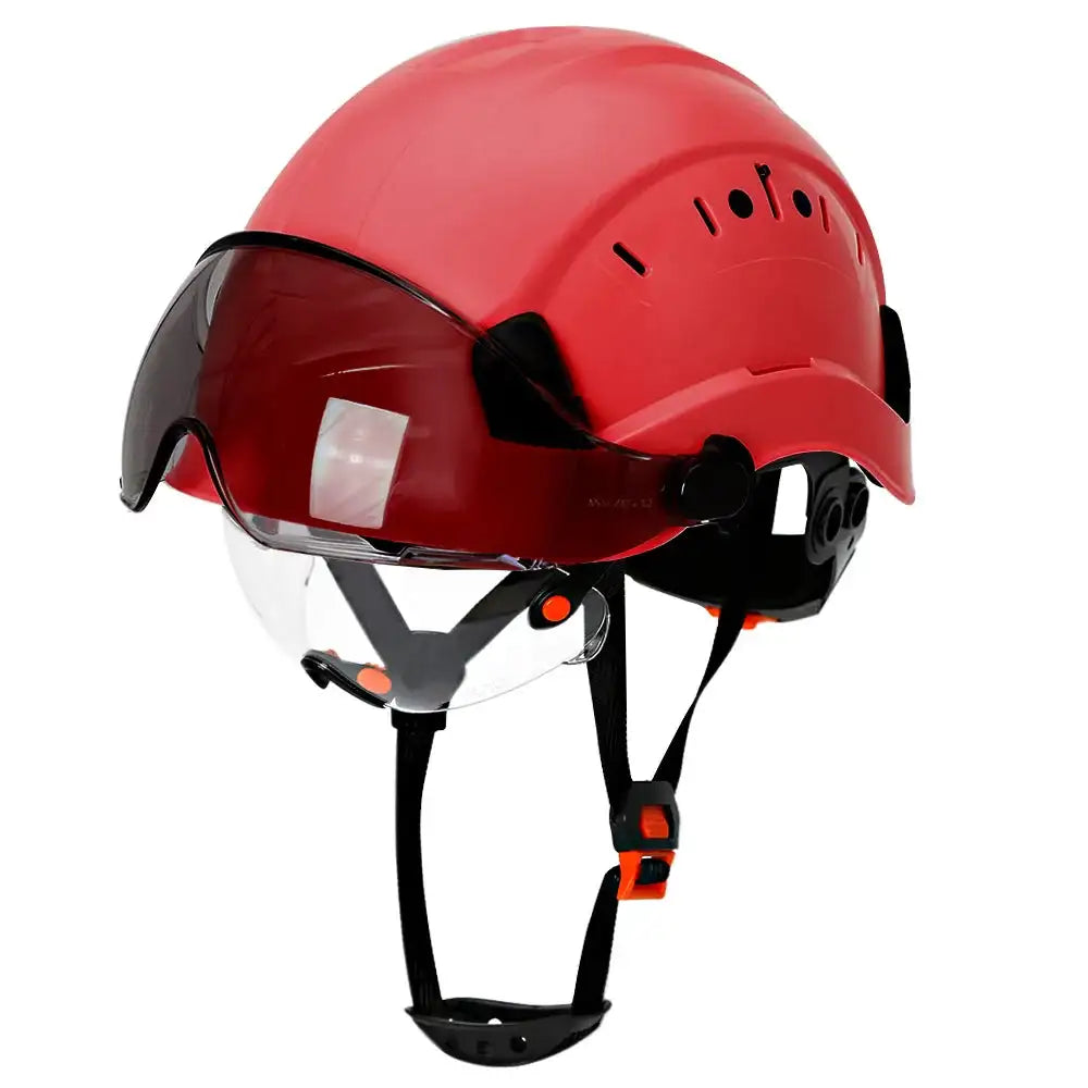 CE Safety Helmet With Double Goggles &ndash; Comfortable All Day Red A