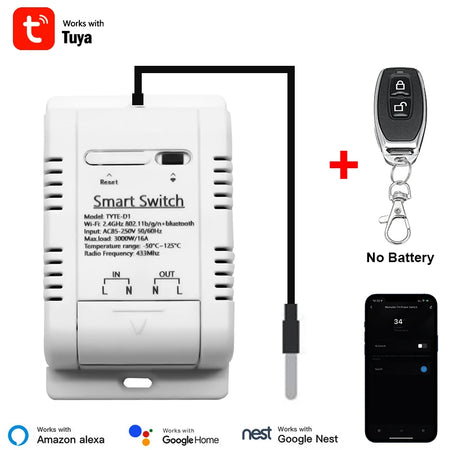 Tuya Smart WiFi Temperature Switch Sensor with Relay Output for Alexa and Google Home 1PCS Switch and RF