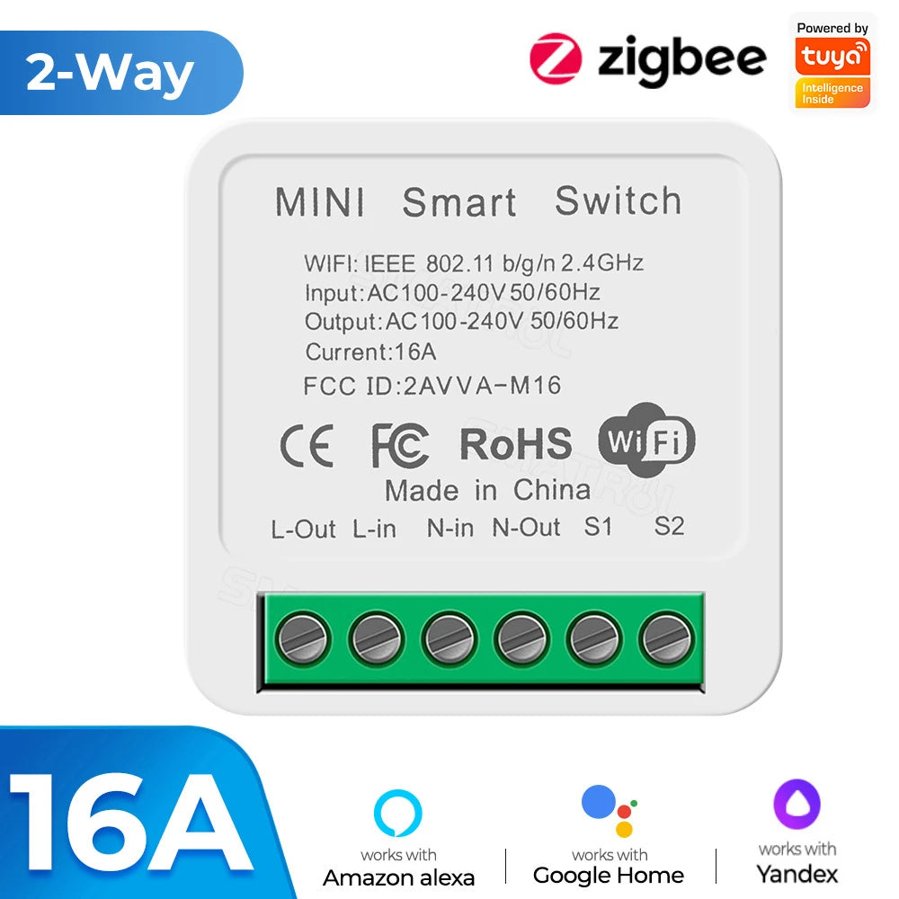 Tuya Zigbee/WiFi Mini Smart Switch with Power Monitoring &amp; Voice Control zigbee B