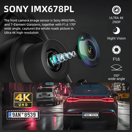 ACCEO Black Glass 4K Dashcam Mirror - Night Vision GPS