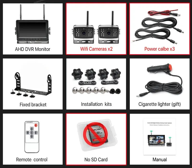 7 Inch HD AHD Car Monitor With 4 Channel DVR Wireless Backup Camera by InterCyprus Trading Ltd