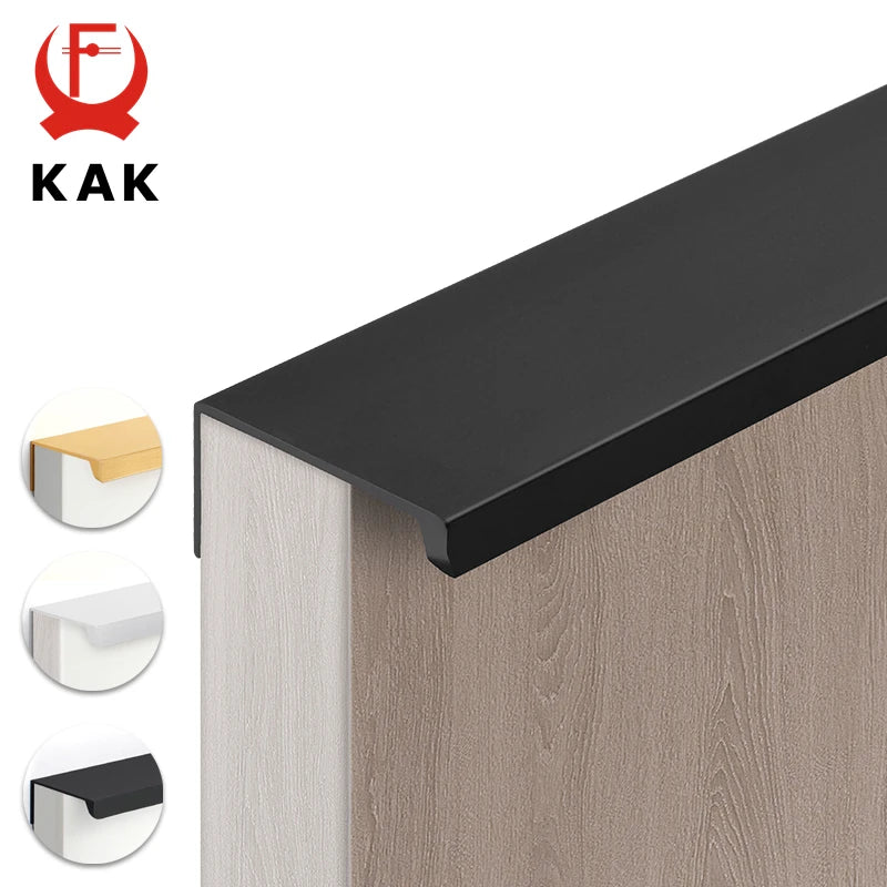 Скрытые длинные алюминиевые ручки для шкафов черные KAK