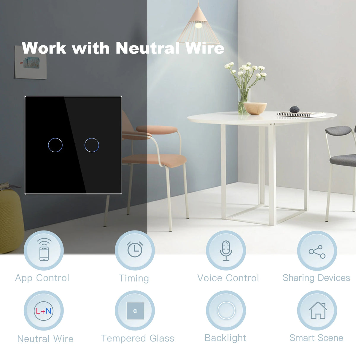 BSEED Smart Touch WiFi Light Switch with USB Type-C Ports