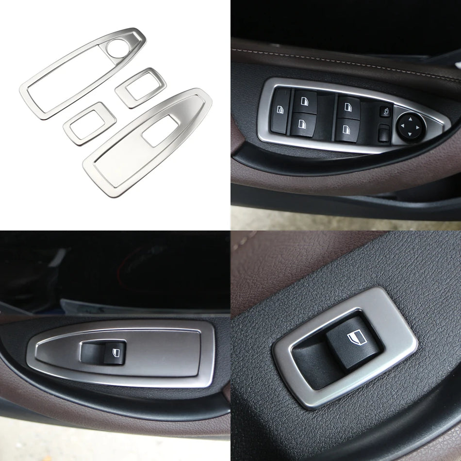Nerūdijančio plieno langų pakėlimo panelės apdailos lipdukų rinkinys BMW X1 F48 (2016-2022) 4 dalių rinkinys