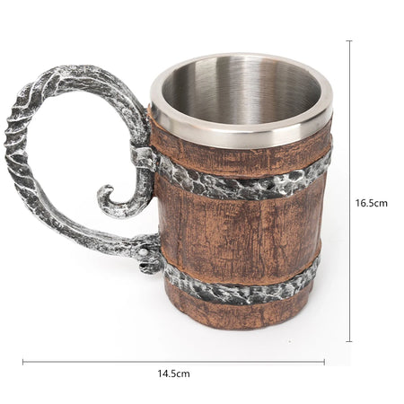 Wooden Barrel Beer Cup Stainless Steel &ndash; Double Wall A / 500ml