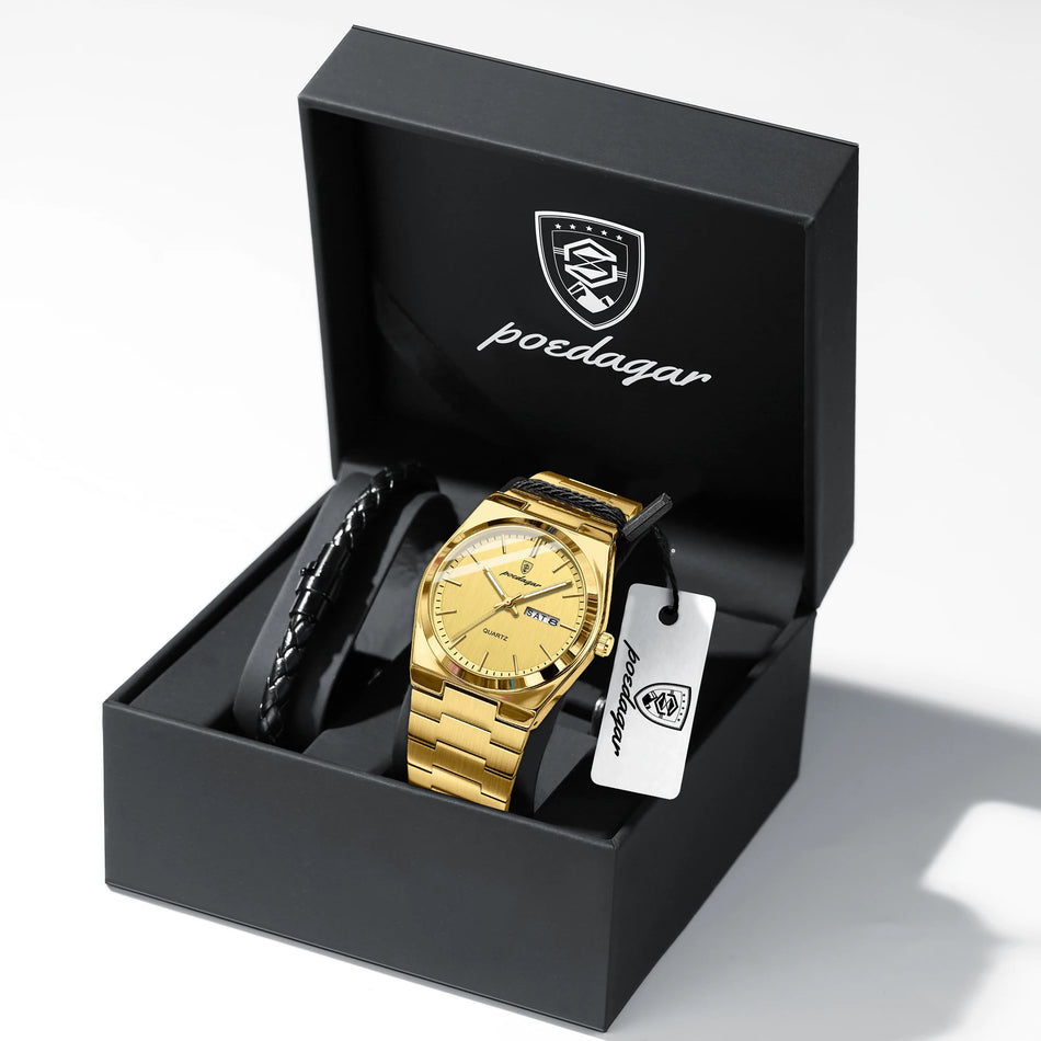 RVS Herenhorloge Met Datum en Dag, Luminous Wijzerplaat, Waterbestendig