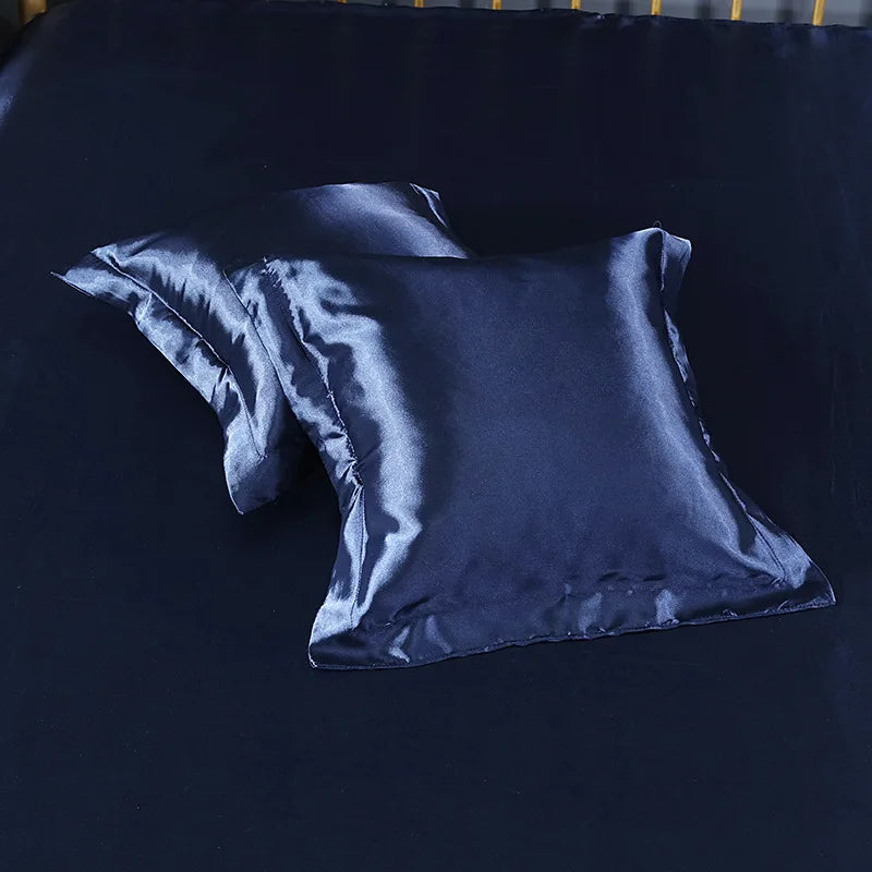 Silk Satin Square Pillowcase &ndash; Luxurious Comfort and Style zanglan / 50x50cm 2pcs