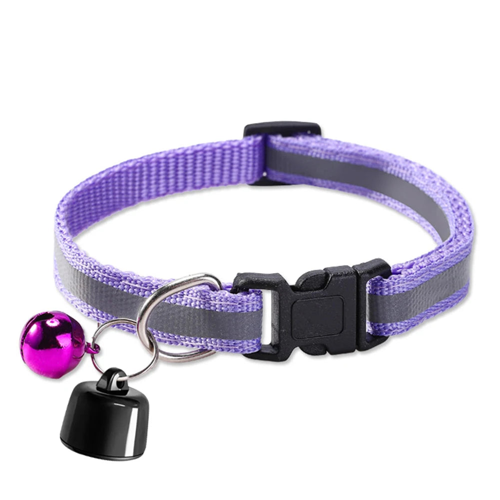 Mini GPS Tracker Cat Collar &ndash; Waterproof Reflective Pattern PURPLE