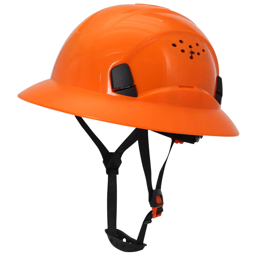 CE Full Brim Hard Hat - Sun Protection And Impact Safety Orange