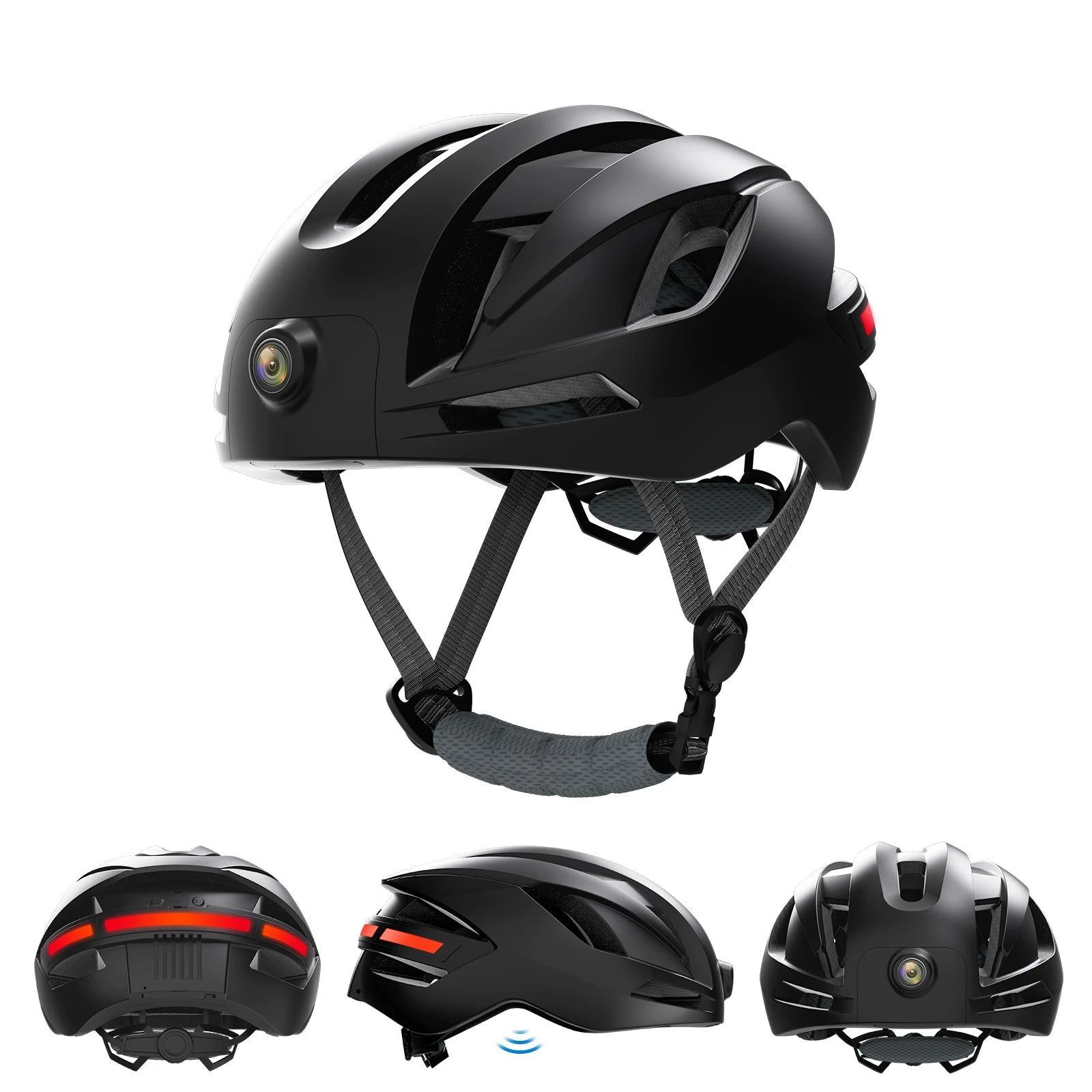 Smart Cycling Helmet with 1080p Camera, Turn Signals, GPS, and Bluetooth RAW3 BLACK