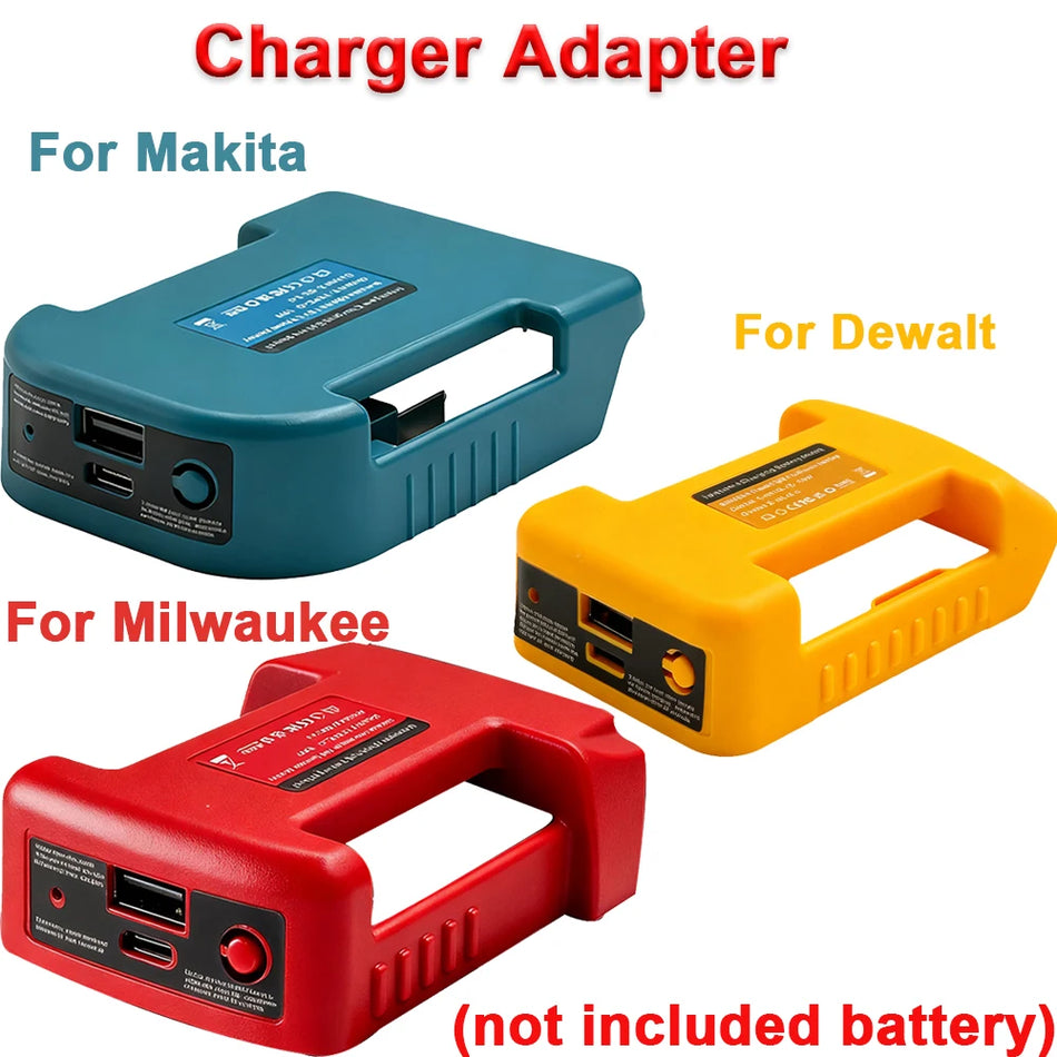 Carregador Rápido de Bateria USB Tipo C para Ferramentas 18V 20V Compatível com Makita Dewalt