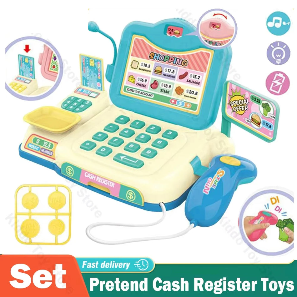 Παιχνίδι Ταμειακής Μηχανής με Φώτα και Ήχους για Παιδιά, Πλαστικό Σετ Καταστήματος για Παιχνίδι