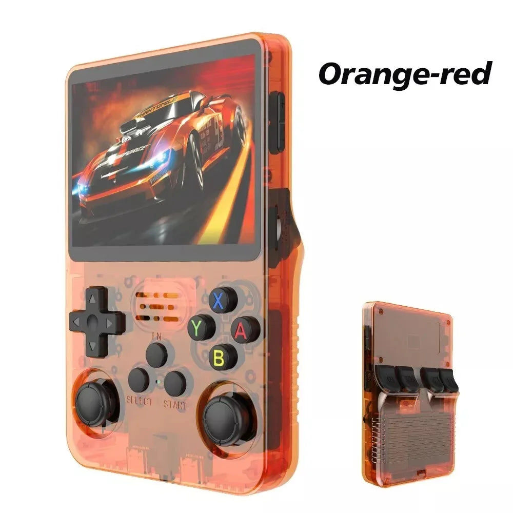 R36S Retro Handheld Video Game Console - 3.5&quot; IPS Screen, 128GB Storage Orange / 64G