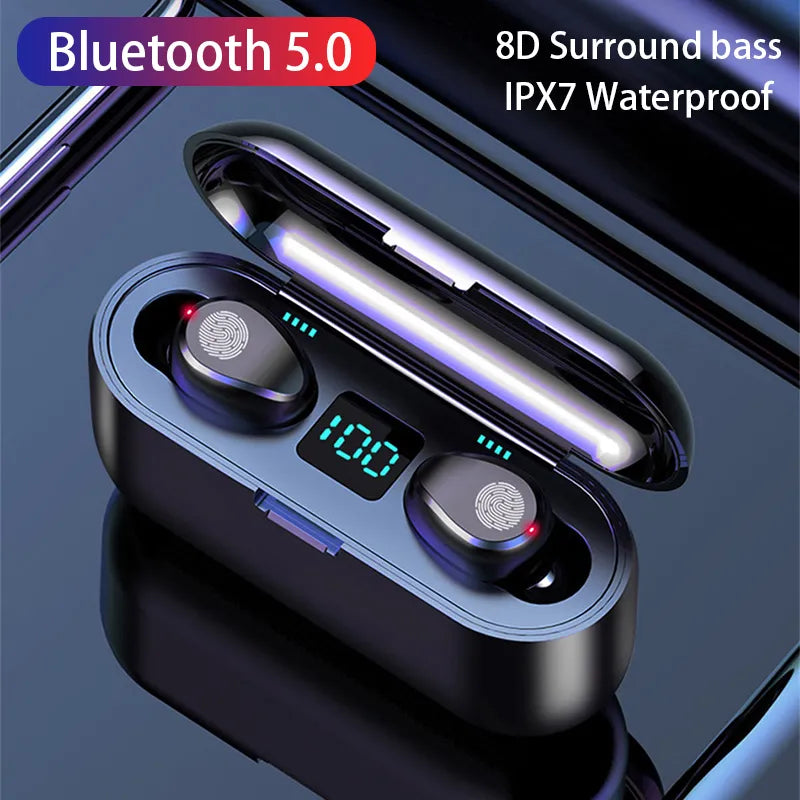 TWS F9 Kablosuz Kulaklık Kulaklık Kulaklık Spor Kulakiçi Kulaklık Ile 5.1 Bluetooth Telefon Xiaomi Samsung Huawei Iphone OPPO