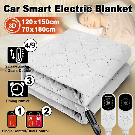 Car Electric Blanket &ndash; 12V Plush Warmer For Travel Comfort