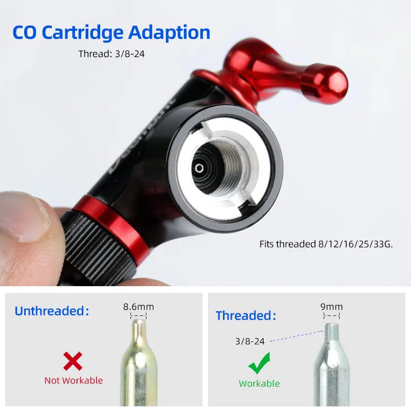 Bicycle CO2 Nozzle &ndash; Quick Inflation for Schrader and Presta Valves