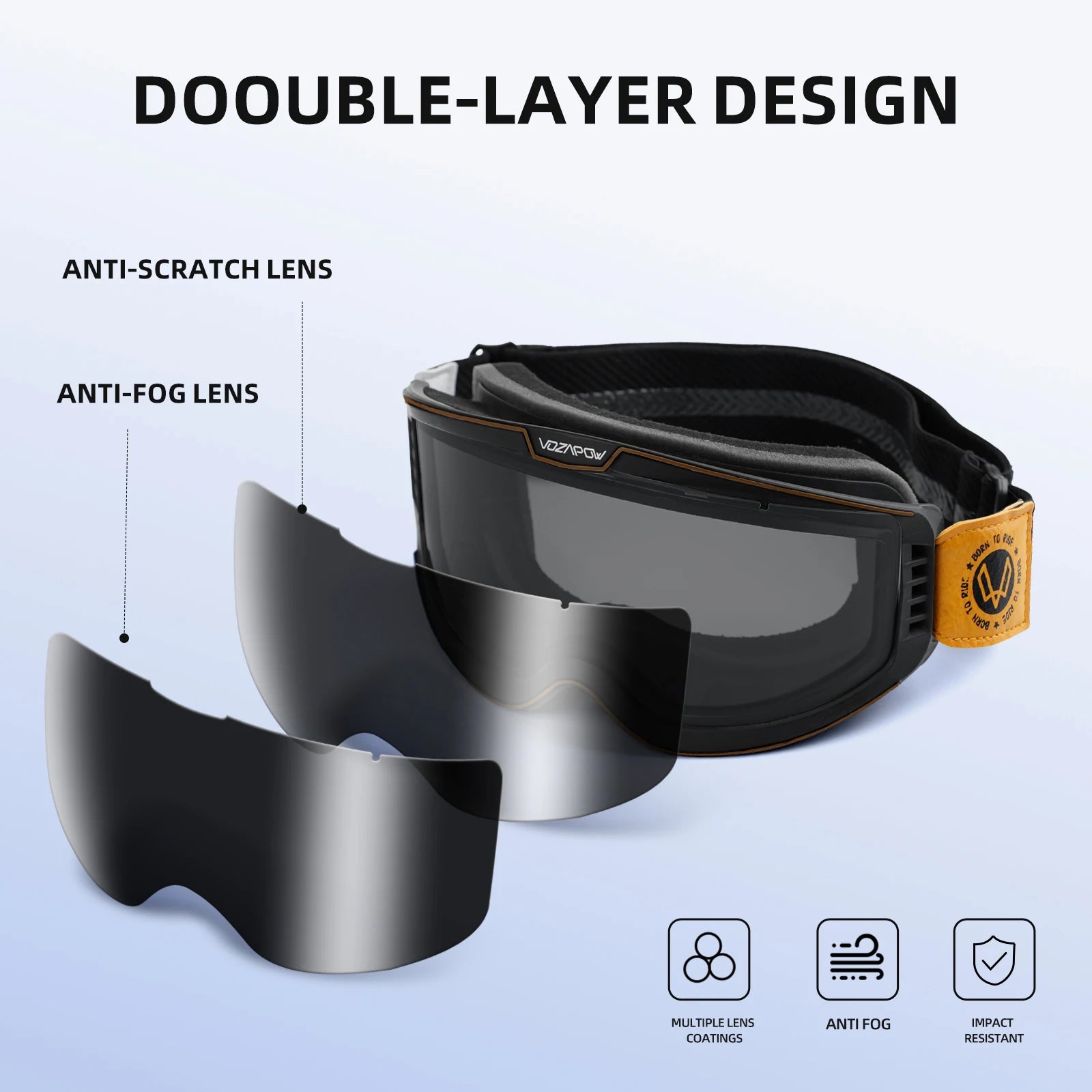 Vozapow Motorcycle Goggles &ndash; Photochromic Anti-Fog Protection