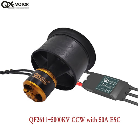 QX-MOTOR 50mm EDF QF2611 12 Blades Ducted Fan &ndash; Low Noise 5000kv CCW 50A ESC