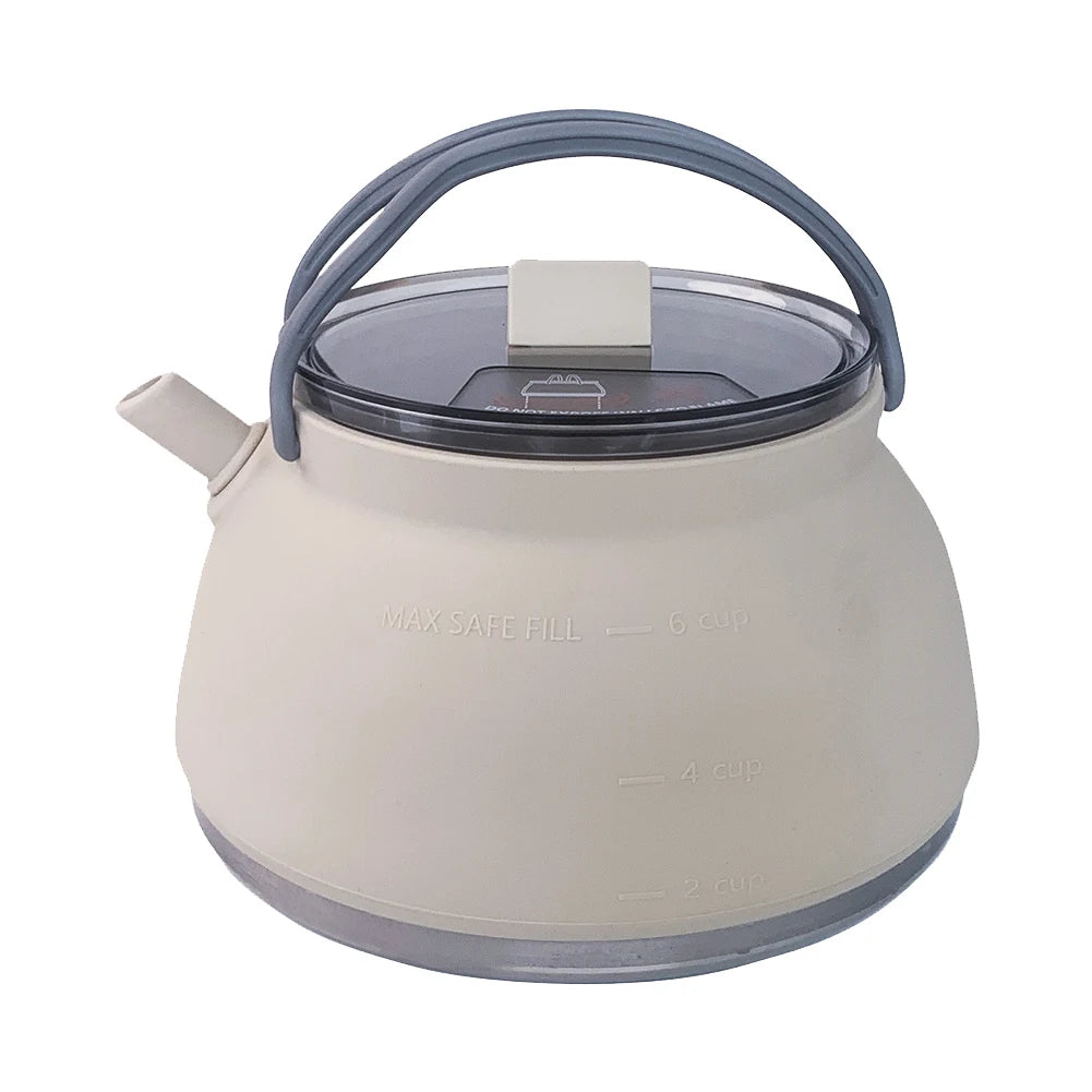 1.5L Outdoor Folding Silicone Kettle - Portable &amp; Collapsible for Travel Khaki Only Kettle