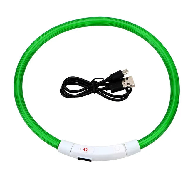 Luminous LED Dog Collar with USB Rechargeable Light Green / S(35CM)