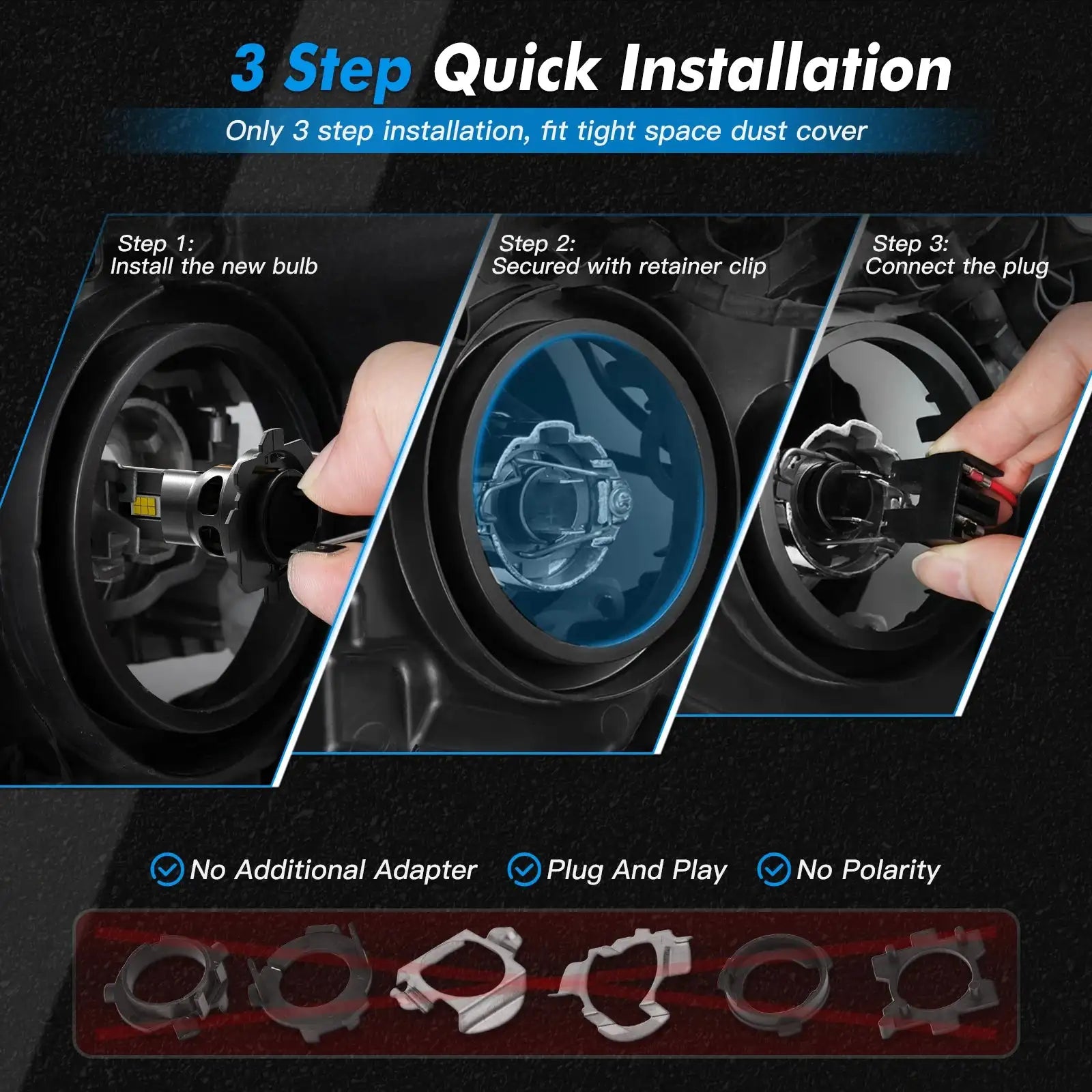 Bevinsee H7 LED Headlight Bulbs 70W 12000LM 6000K CANBUS