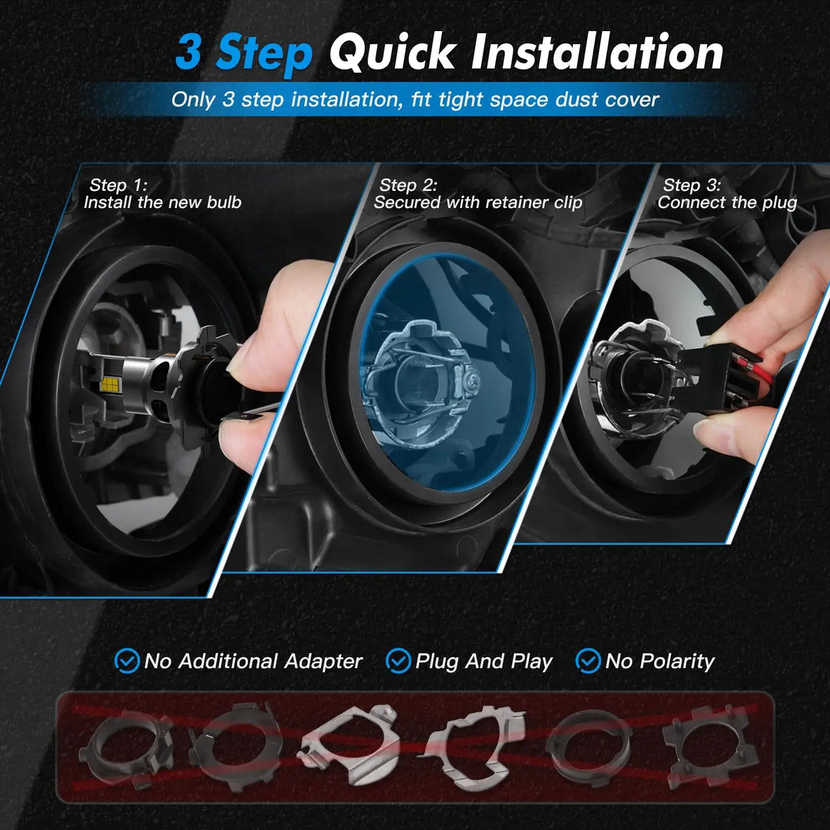 Bevinsee H7 LED Headlights 12000LM 6000K CANbus Direct