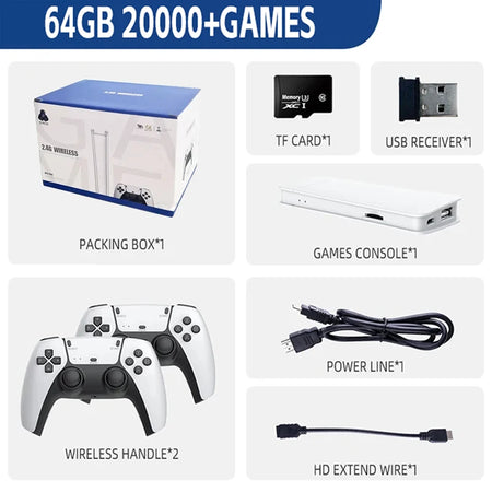 M15 Game Stick Mini TV Console - 20,000+ Retro Games, 4K HD, Dual Wireless Gamepads 64G