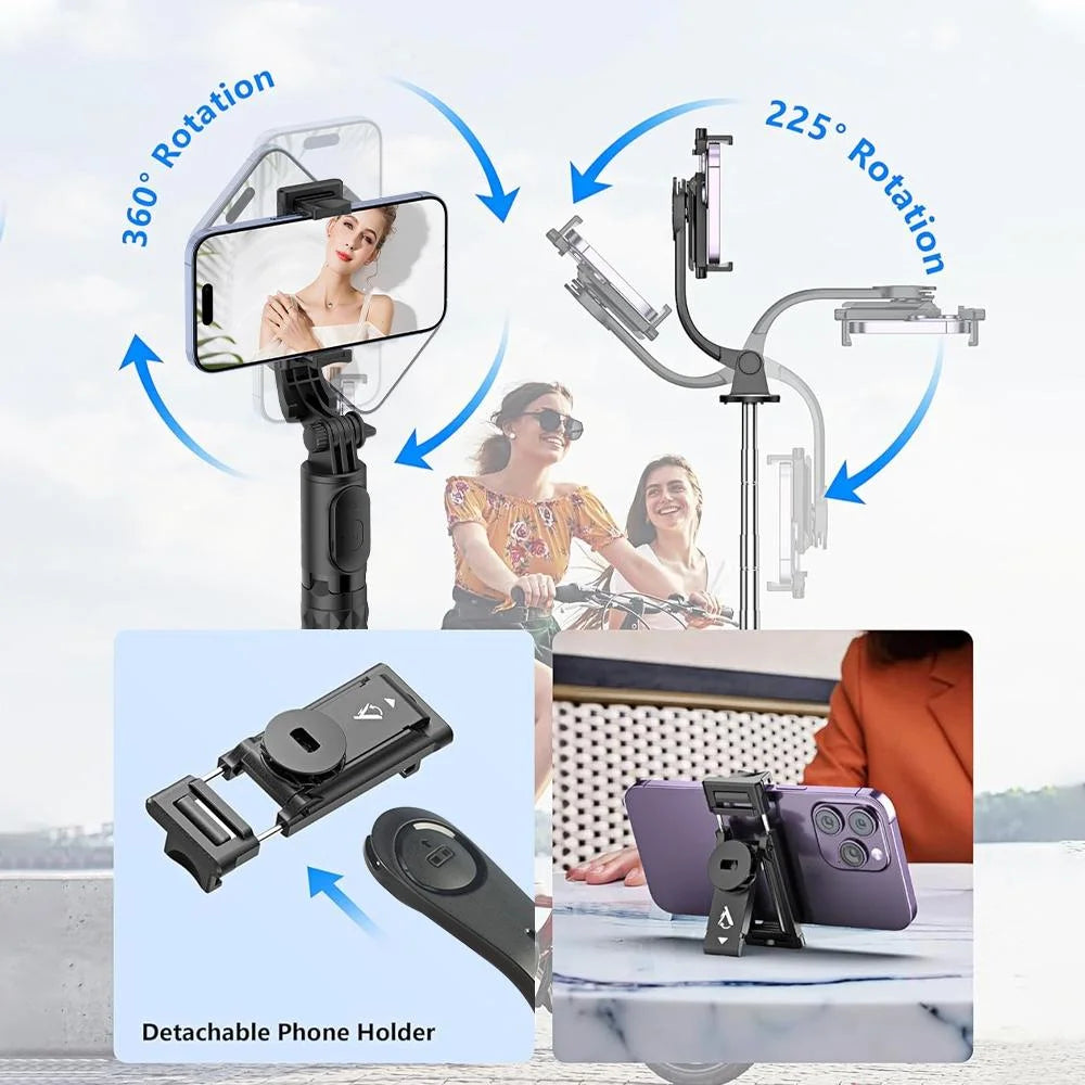 CrownQu Selfie Stick &ndash; 360 Degree Rotation with Bluetooth Remote