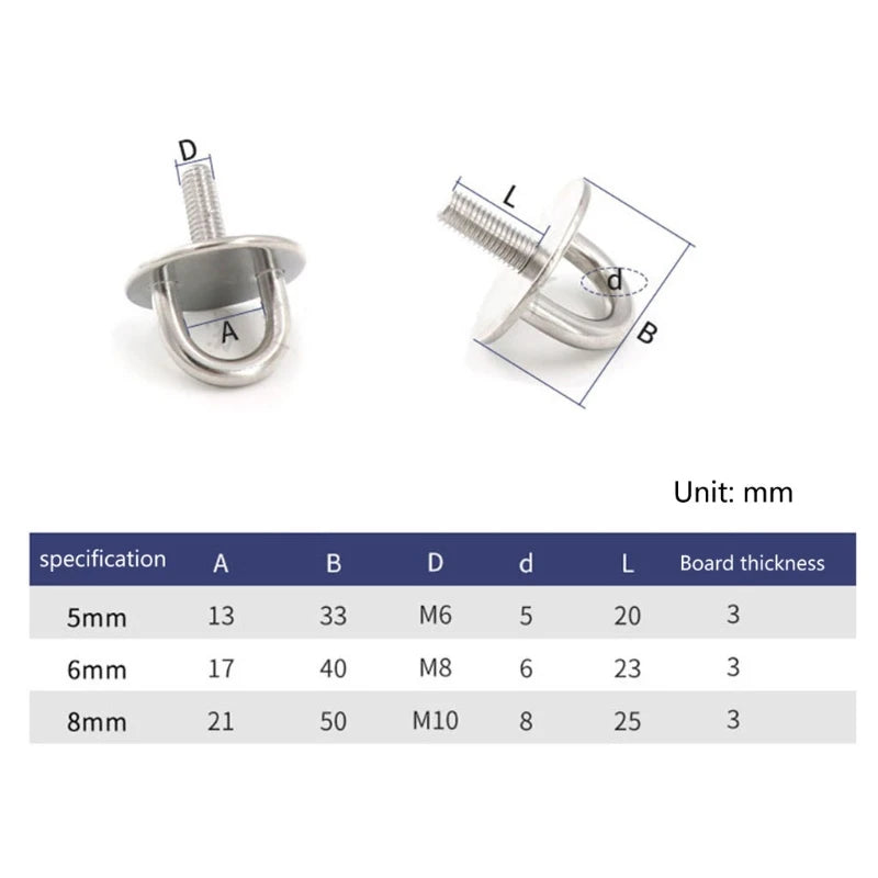 Heavy-Duty 304 Stainless Steel U-Shaped Pad Eye Plate for Marine and Outdoor Use